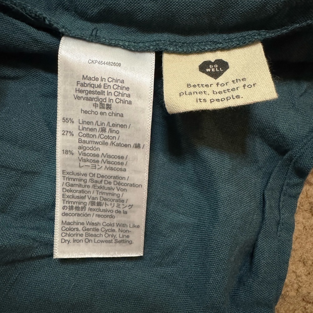 Madewell Embroidered Linen-Blend Flutter-Sleeve Mini Dress XXS Green Preppy Airy - Picture 7 of 11